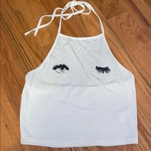 Graphic halter top
